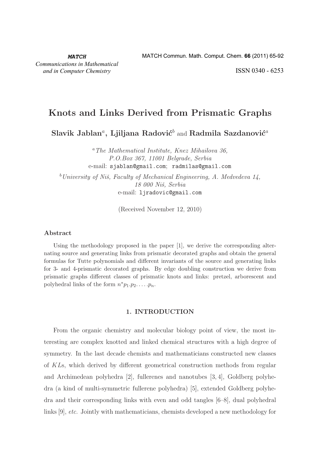 Knots and Links Derived from Prismatic Graphs