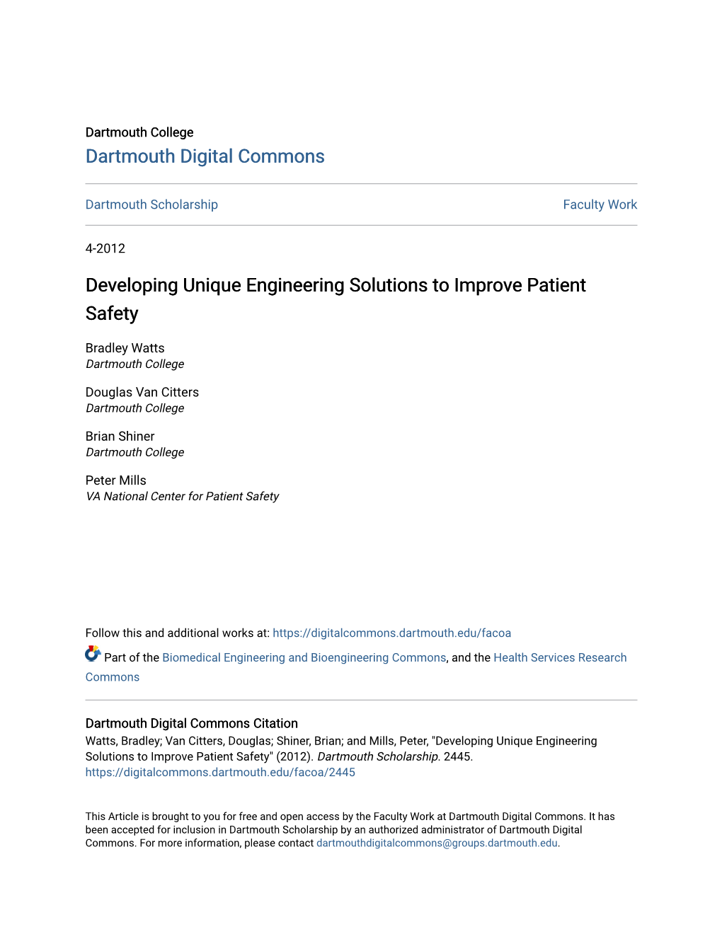 Developing Unique Engineering Solutions to Improve Patient Safety