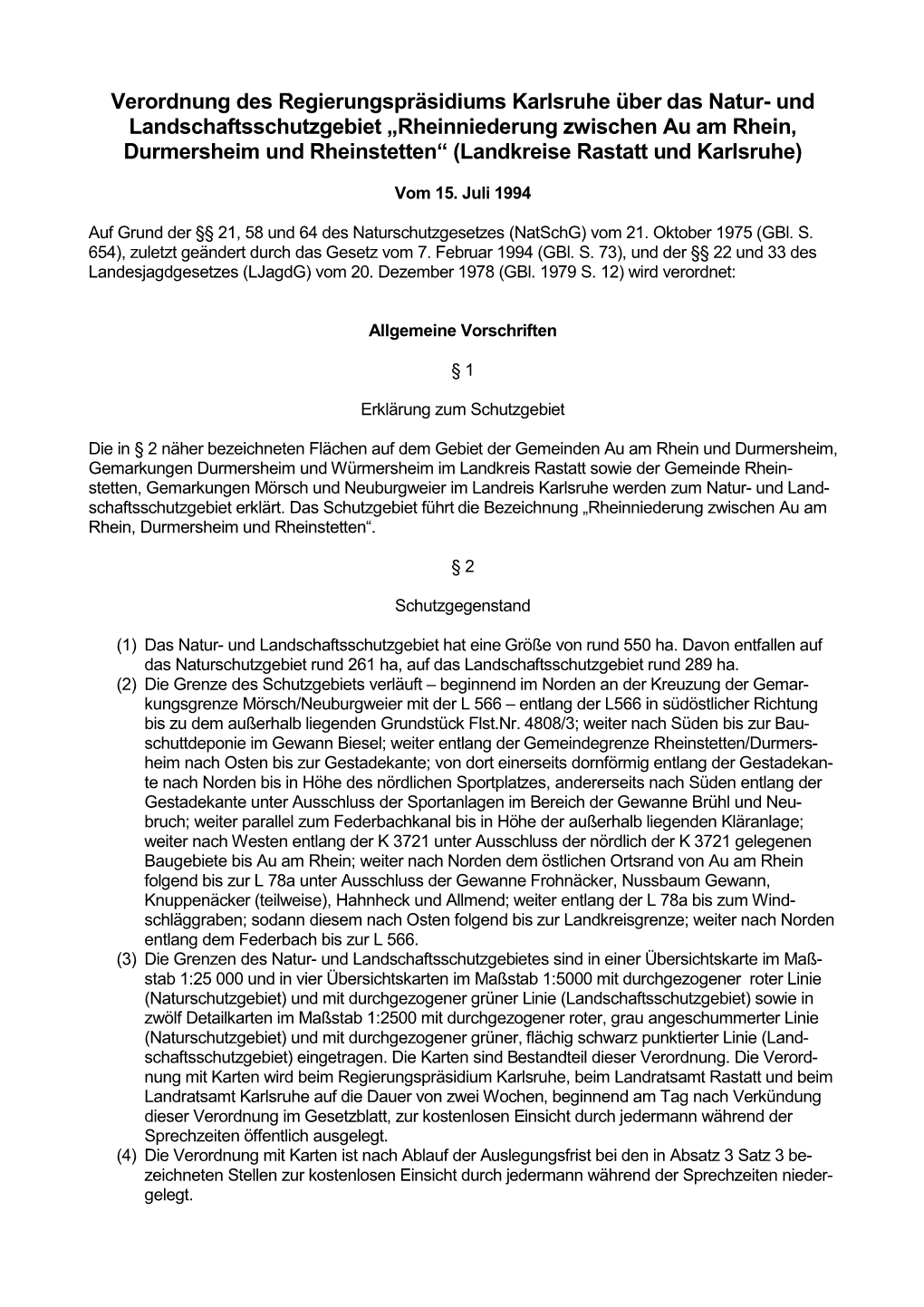 Verordnung Des Regierungspraesidiums Karlsruhe