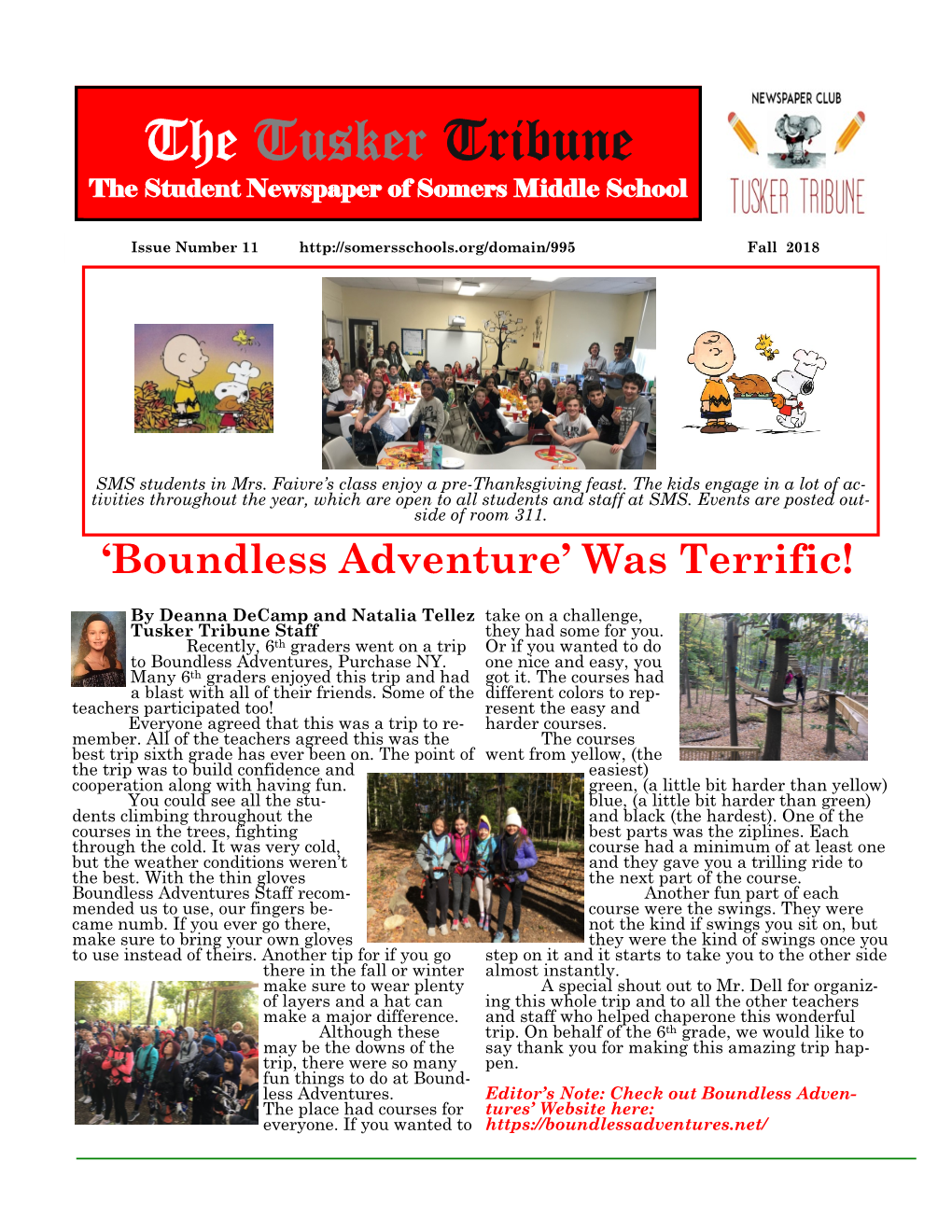 The Tusker Tribune the Student Newspaper of Somers Middle School