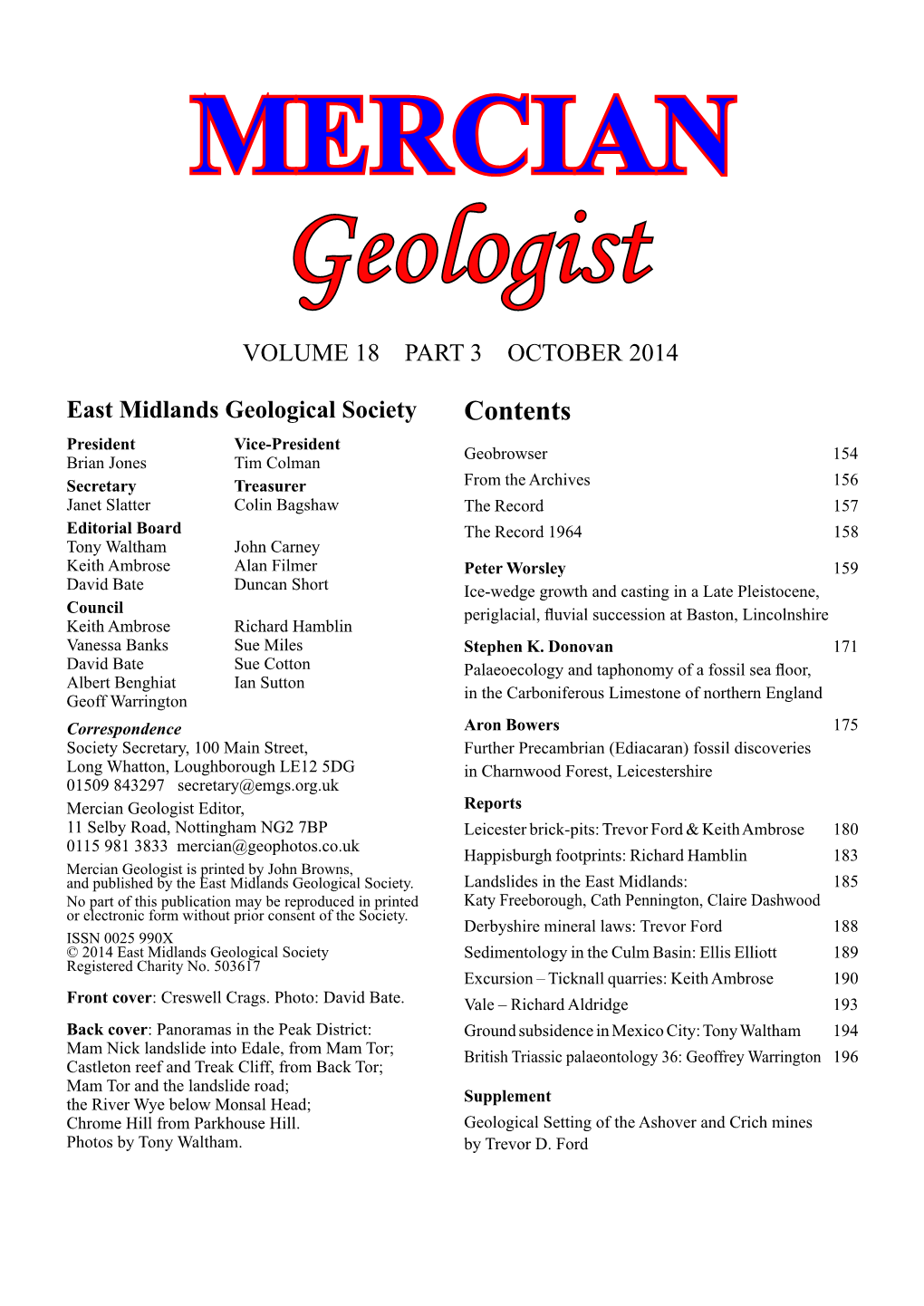 MERCIAN Geologist Contents