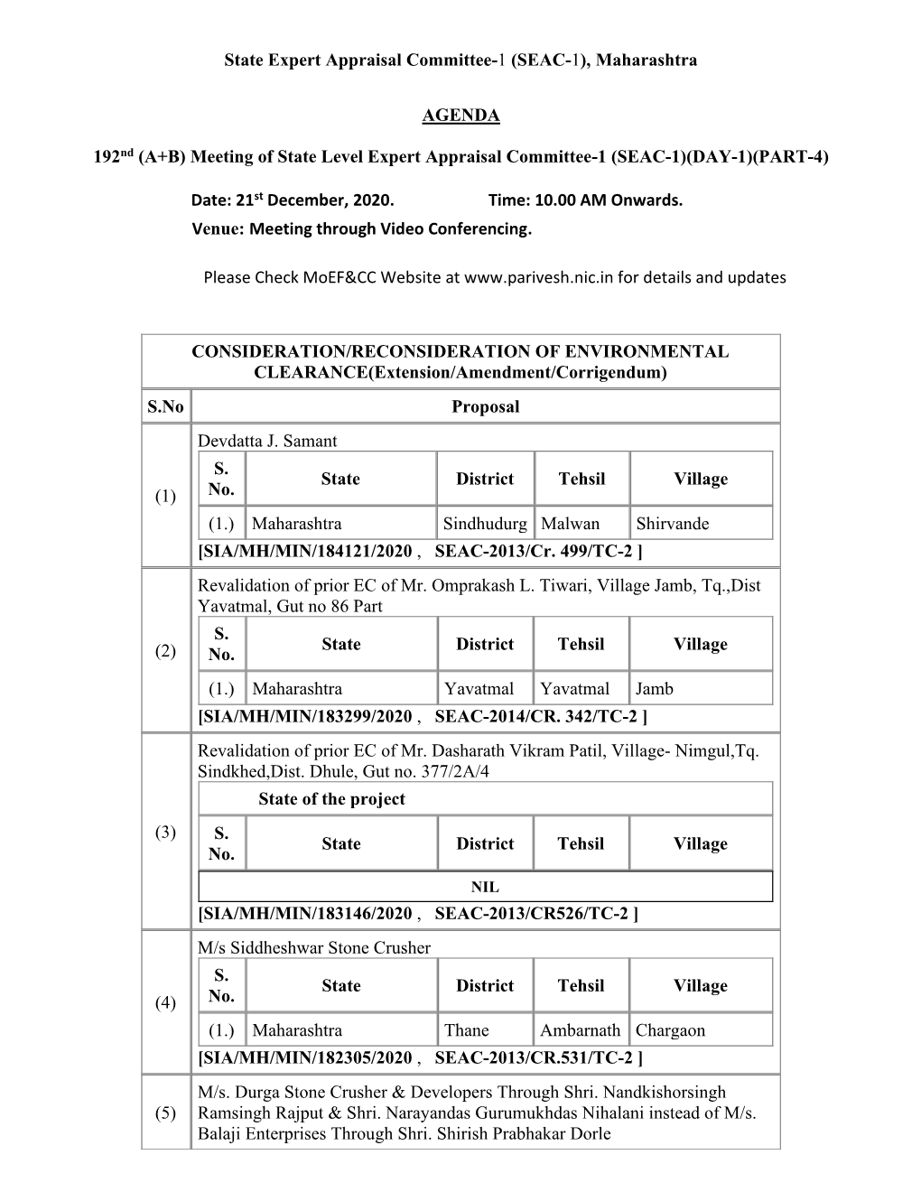 Maharashtra AGENDA 192Nd