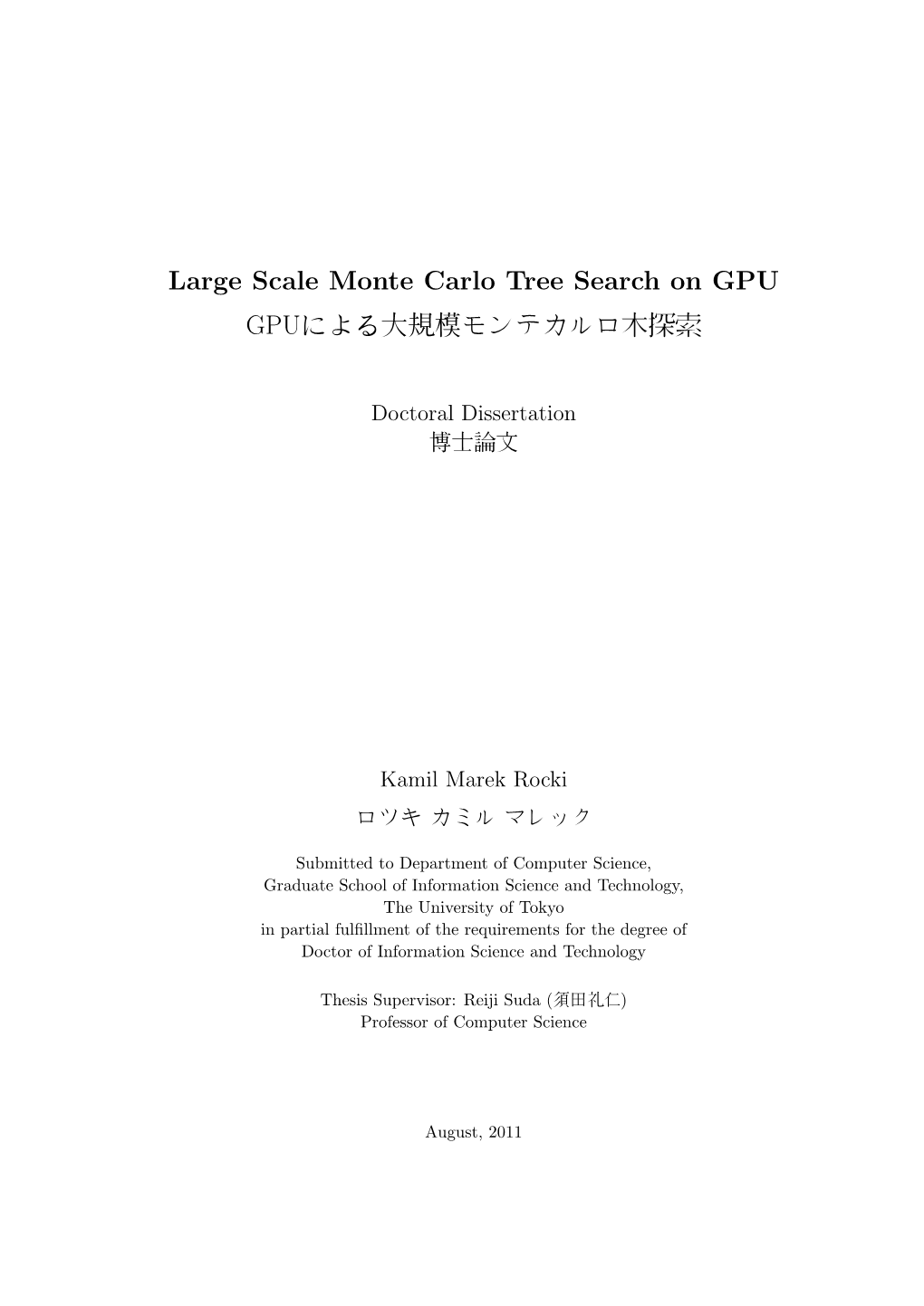 "Large Scale Monte Carlo Tree Search on GPU"
