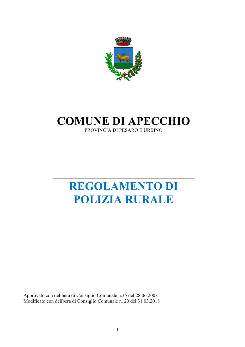 Regolamento Di Polizia Rurale