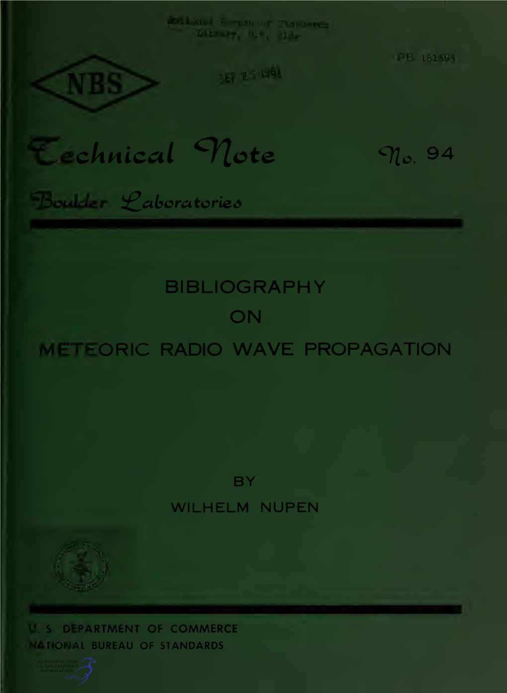 Bibliography on Meteoric Radio Wave Propagation