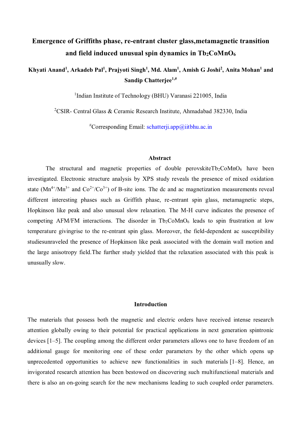 Emergence of Griffiths Phase, Re-Entrant Cluster Glass,Metamagnetic Transition