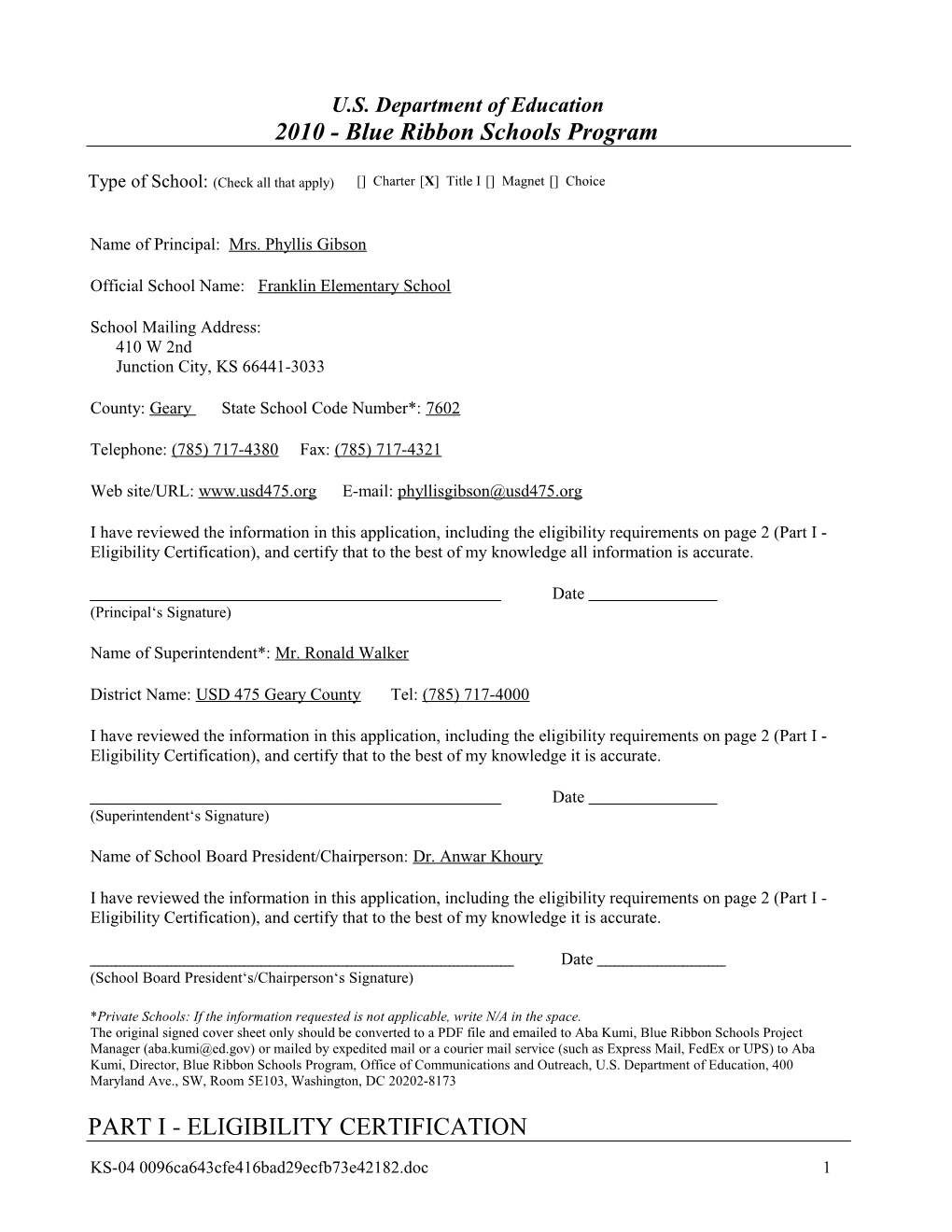 2010 Blue Ribbon Schools Program s6 DocsLib