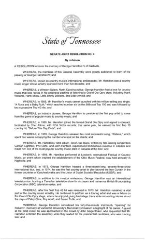 A RESOLUTION to Honor the Memory of George Hamilton IV of Nashville