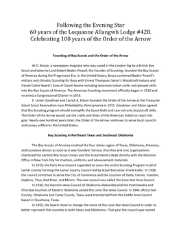 Following the Evening Star 60 Years of the Loquanne Allangwh Lodge #428