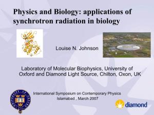Applications of Synchrotron Radiation in Biology