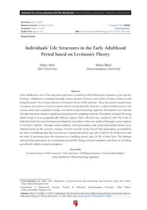 Individuals' Life Structures in the Early Adulthood Period Based On