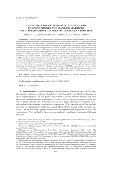 An Optimal Block Iterative Method and Preconditioner for Banded Matrices with Applications to Pdes on Irregular Domains∗