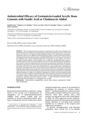 Antimicrobial Efficacy of Gentamicin-Loaded Acrylic Bone