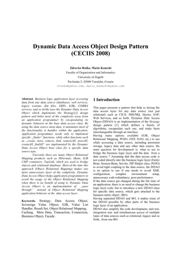 Dynamic Data Access Object Design Pattern (CECIIS 2008)