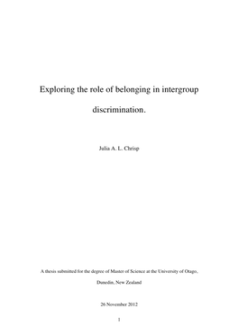 Exploring the Role of Belonging in Intergroup Discrimination