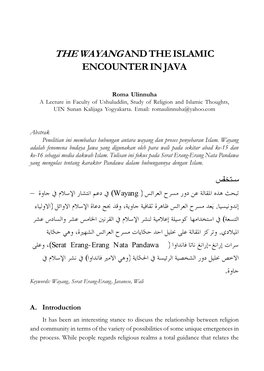 The Wayangand the Islamic Encounter in Java