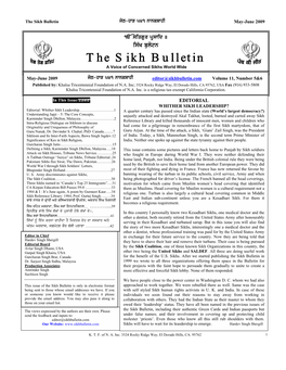 The Sikh Bulletin Jyt-Hwv 541 Nwnkswhi May-June 2009