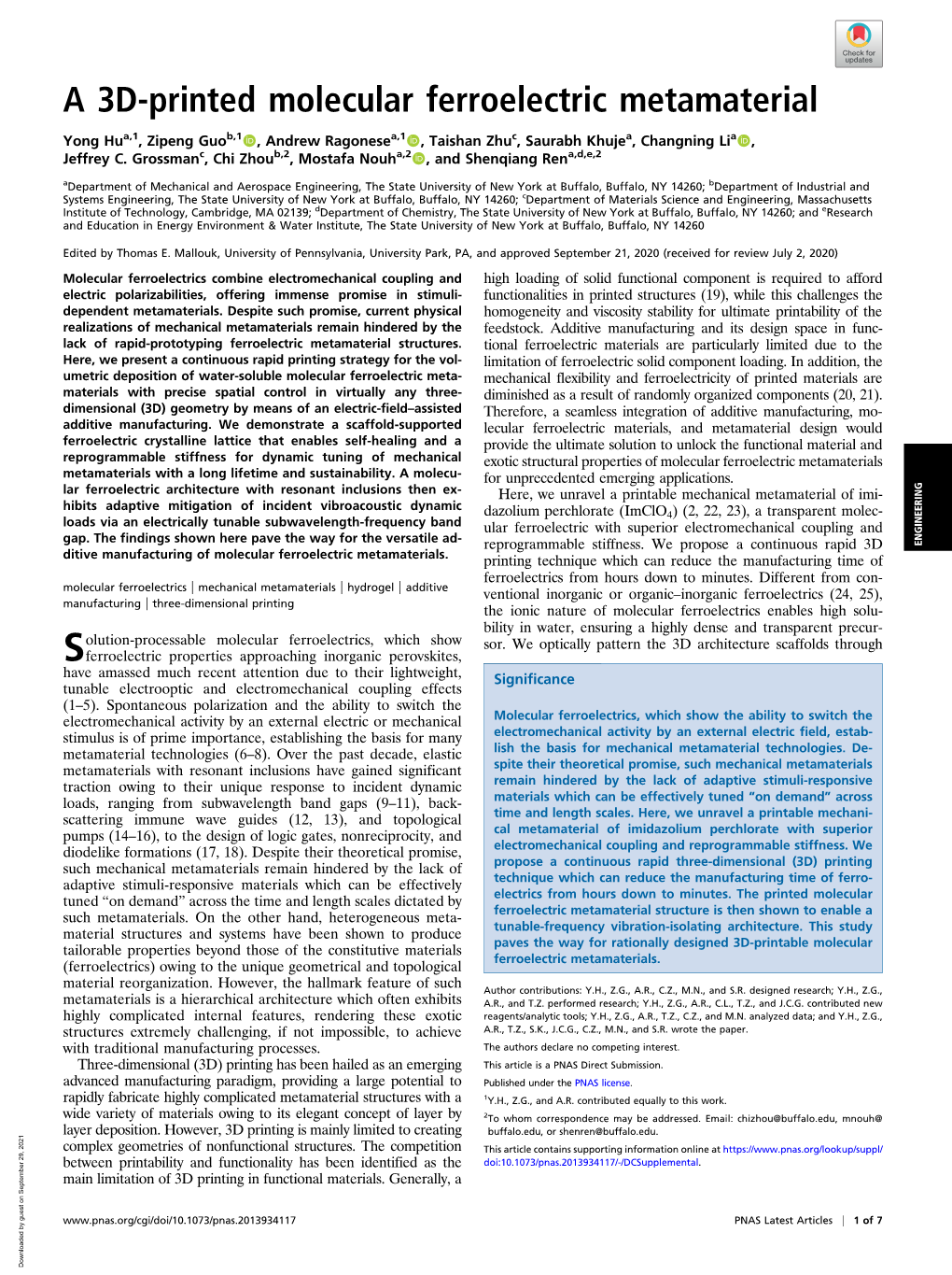 A 3D-Printed Molecular Ferroelectric Metamaterial