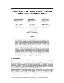 Neural Networks for Efficient Bayesian Decoding Of