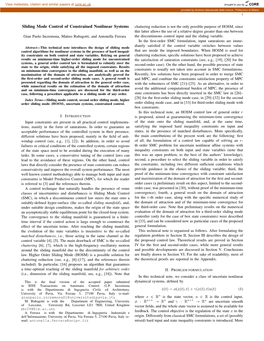 Sliding Mode Control of Constrained Nonlinear Systems