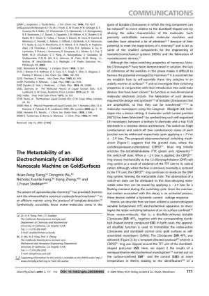 The Metastability of an Electrochemically Controlled