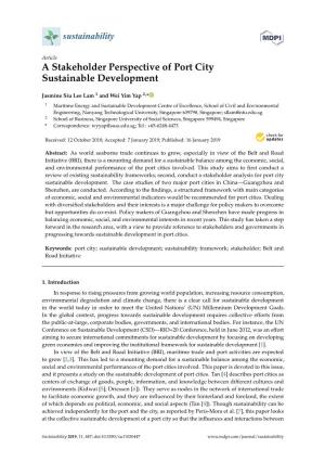 A Stakeholder Perspective of Port City Sustainable Development