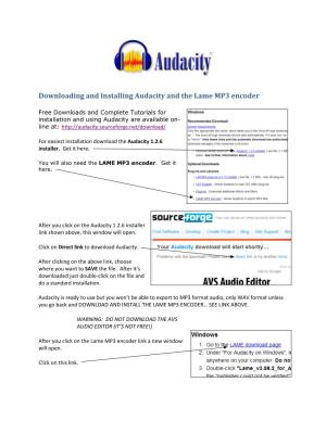 Downloading and Installing Audacity and the Lame MP3 Encoder