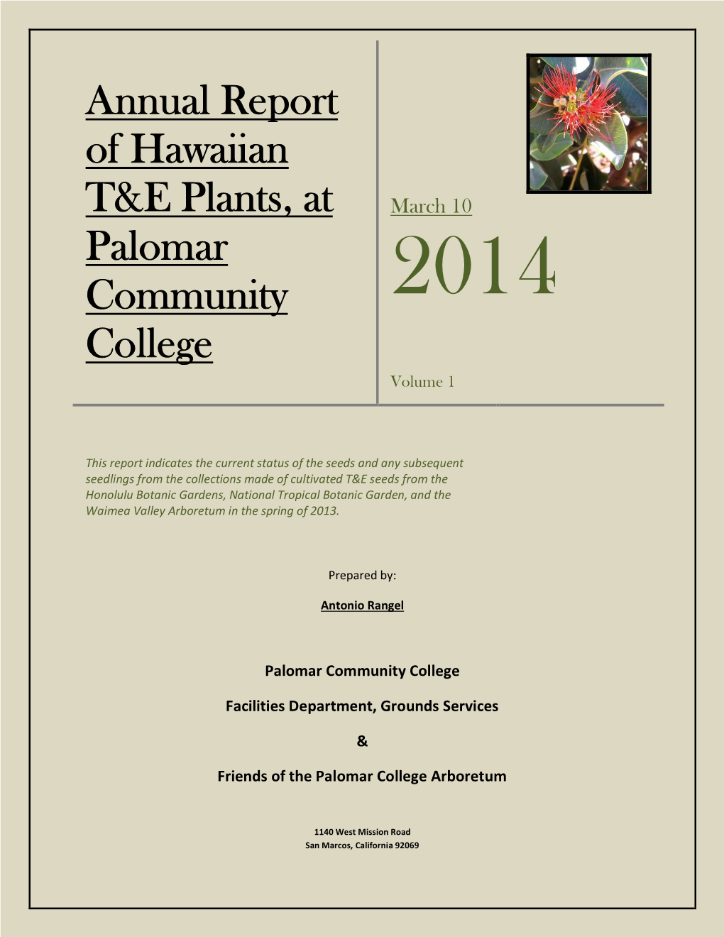 Annual Report of Hawaiian T&E Plants, At