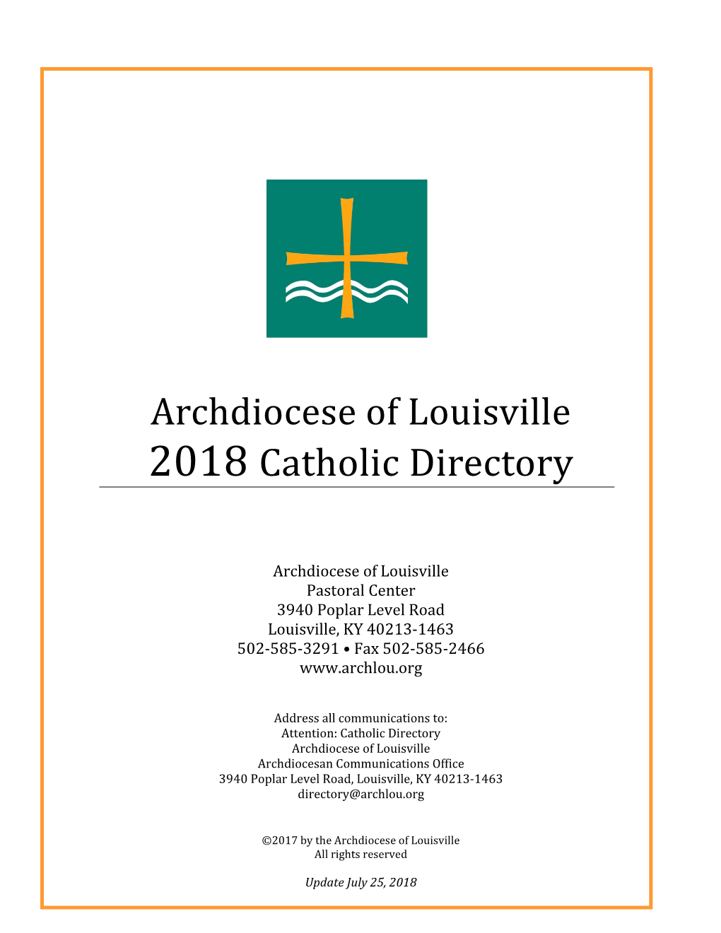 Archdiocese of Louisville 2018 Catholic Directory
