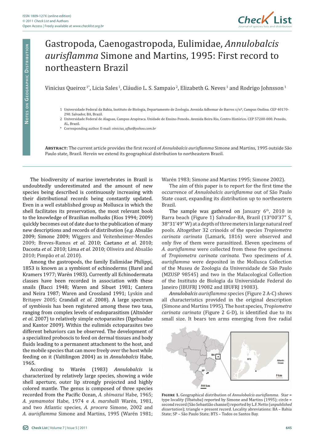 Check List and Authors Chec List Open Access | Freely Available at Journal of Species Lists and Distribution