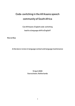 Code-Switching in the Afrikaans Speech Community of South Africa