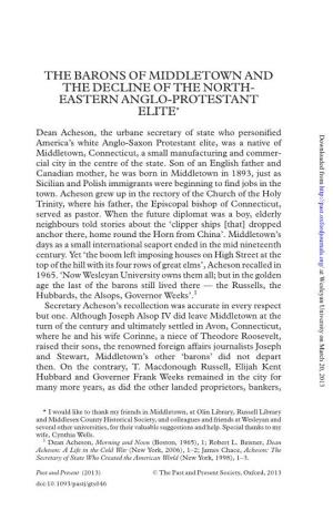 The Barons of Middletown and the Decline of the North- Eastern Anglo-Protestant Elite*