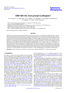 GRB 190114C: from Prompt to Afterglow? M