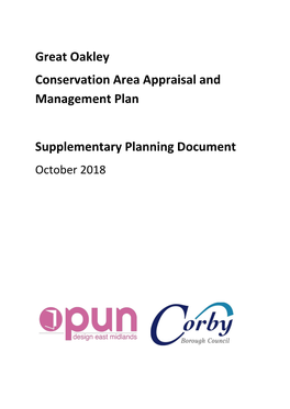 Great Oakley Conservation Area Appraisal and Management Plan Supplementary Planning Document