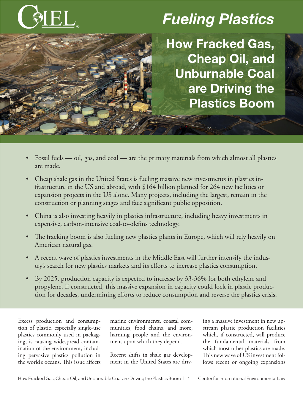 Fueling Plastics – How Fracked Gas, Cheap Oil, and Unburnable Coal