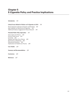 Chapter 5. E-Cigarette Policy and Practice Implications