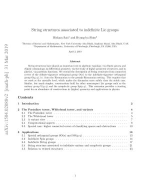 String Structures Associated to Indefinite Lie Groups