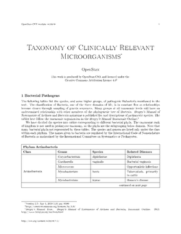 Taxonomy of Clinically Relevant Microorganisms*