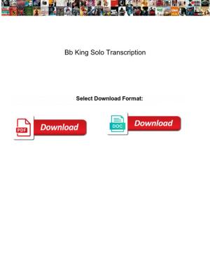 Bb King Solo Transcription