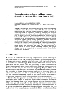 Human Impact on Sediment Yield and Channel Dynamics in the Arno River Basin (Central Italy)