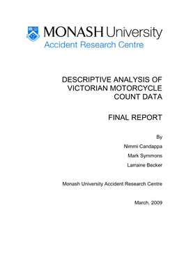 Descriptive Analysis of Victorian Motorcycle Count Data Final Report
