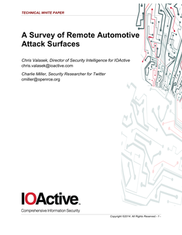 A Survey of Remote Automotive Attack Surfaces