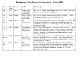 Programme: Alton Group of the Ramblers – Winter 2019