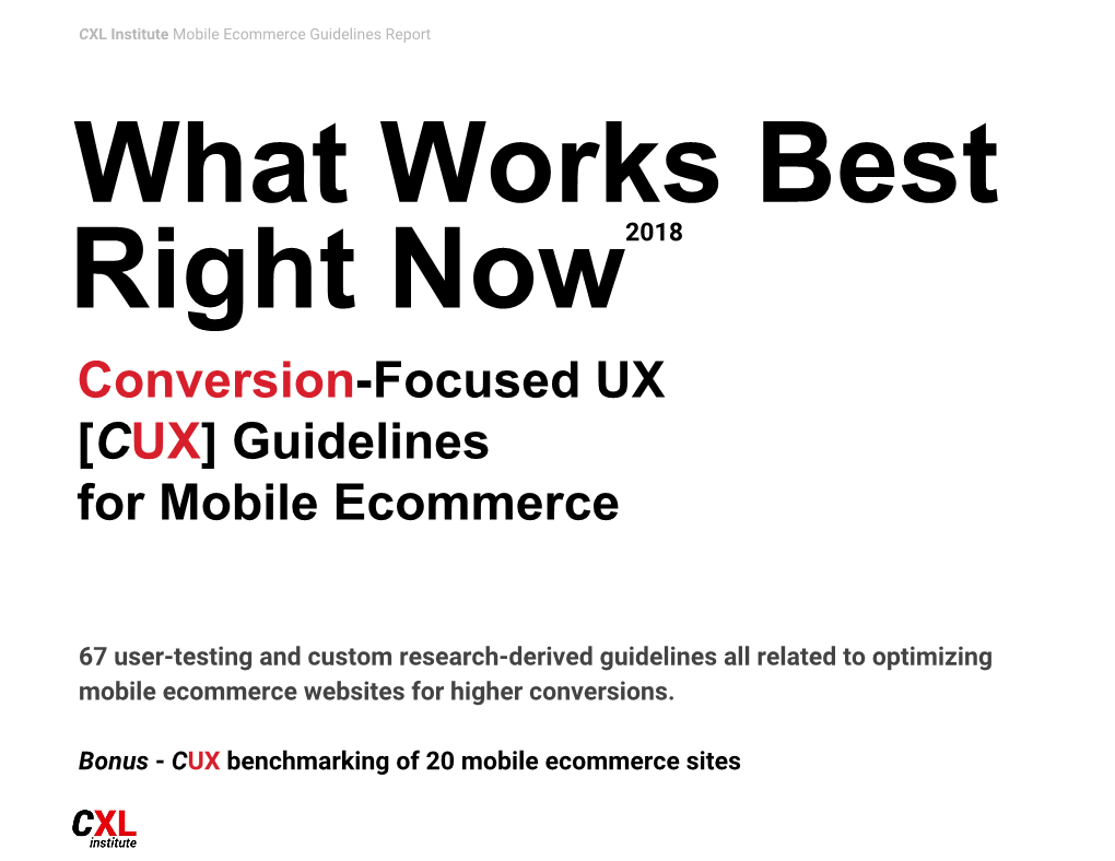 Conversion-Focused UX [CUX] Guidelines for Mobile Ecommerce