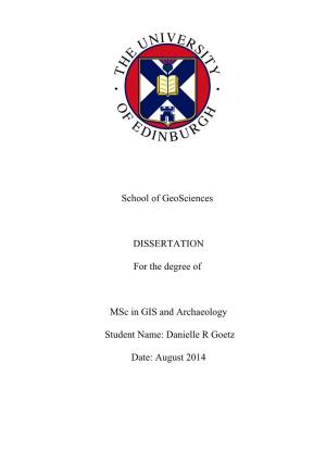 School of Geosciences DISSERTATION for the Degree Of