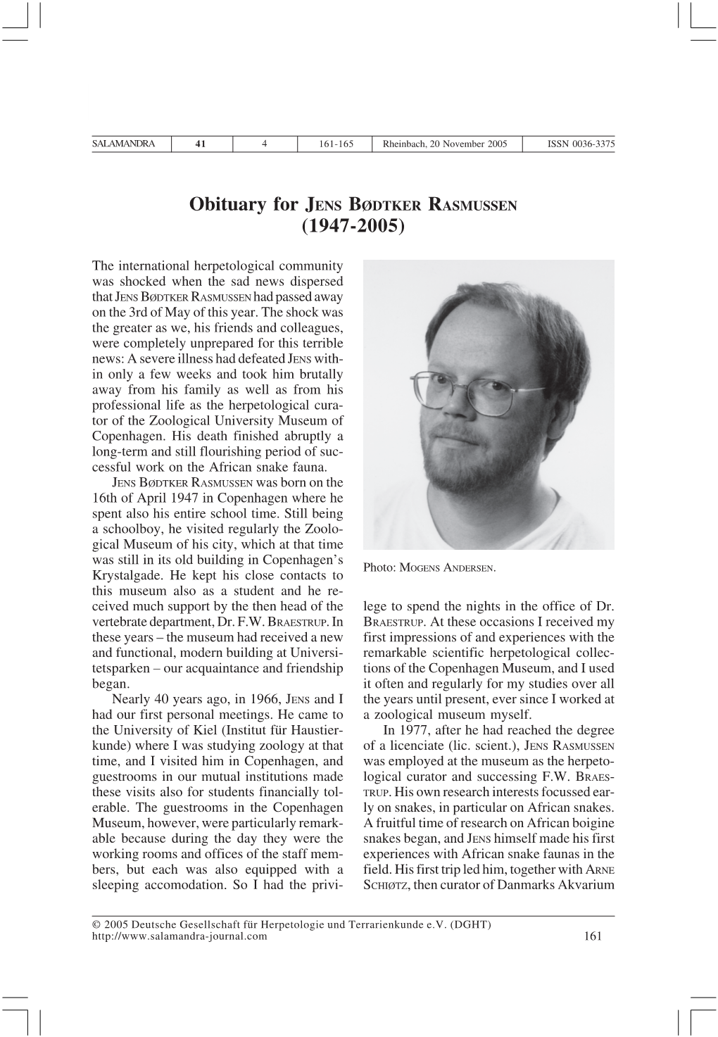 Obituary for JENS BØDTKER RASMUSSEN (1947-2005)