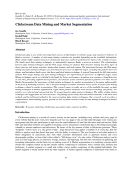 Clickstream Data Mining and Market Segmentation