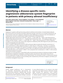 Angiotensin–Aldosterone System Fingerprint in Patients with Primary