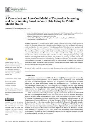 A Convenient and Low-Cost Model of Depression Screening and Early Warning Based on Voice Data Using for Public Mental Health