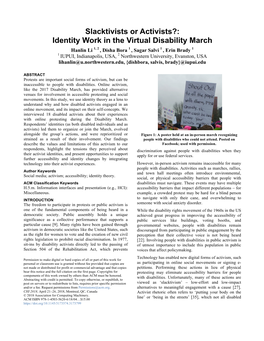 Slacktivists Or Activists?: Identity Work in the Virtual Disability March